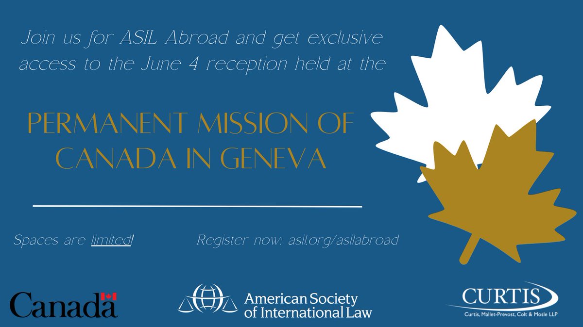 Did you know that if you register for ASIL Abroad - Geneva, you have a chance to visit the Permanent Mission of Canada to the UN? Spaces are limited, so register now at asil.org/asilabroad.