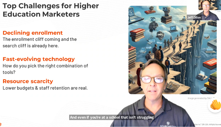 Top challenges for Higher Education Marketers... from AMA Higher Ed Virtual conference today #highered #marketing @SearchStax #ama