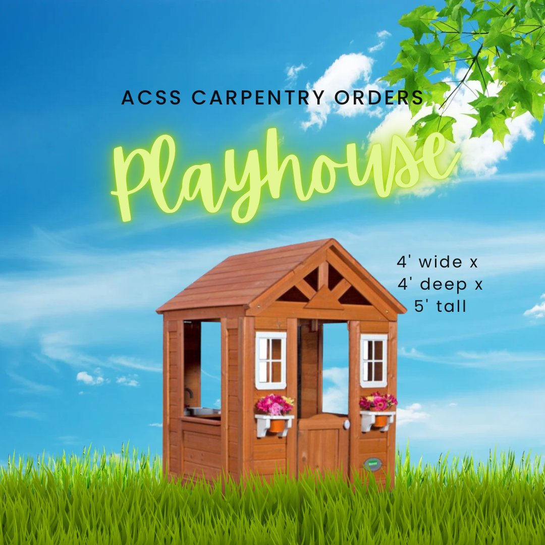 The ACSS Youth Train in Trades Carpentry Program has its spring project ready to launch. This year, for $400, you can support our students by purchasing a custom-built playhouse for your young children. Perfect for summer backyard play! Contact agaumont@sd35.bc.ca if interested!