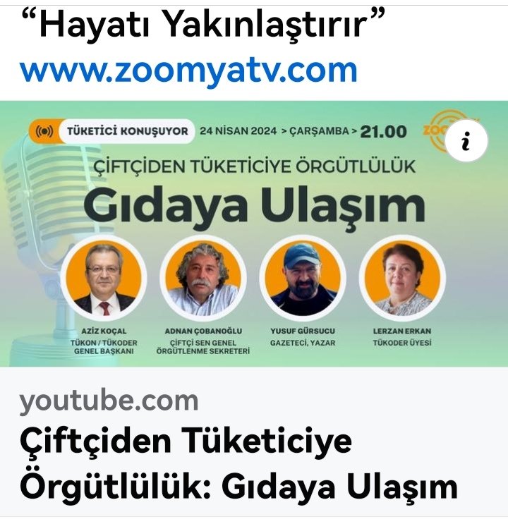 tukoderatasehr's tweet image. ülkemizdeki çiftçilerin örgütlülük başta olmak üzere yaşadıkları temel sorunları ve gıda egemenliği konusunu ele alıyoruz.  

PROGRAM YAPIMCILARI
Aziz Koçal – Tüketiciyi Koruma Derneği (Tükoder) Genel Başkanı, Tüketiciler Konfederasyonu Başkanı
Lerzan Erkan