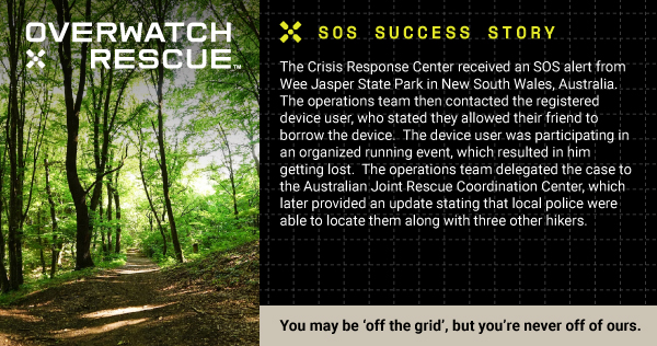 Heroes united in Wee Jasper State Park! An SOS call led to a successful rescue, thanks to the incredible teamwork of our #OverwatchxRescue operations team and the Australian Joint Rescue Coordination Center. View more at: overwatchxrescue.com/rescue-stories/