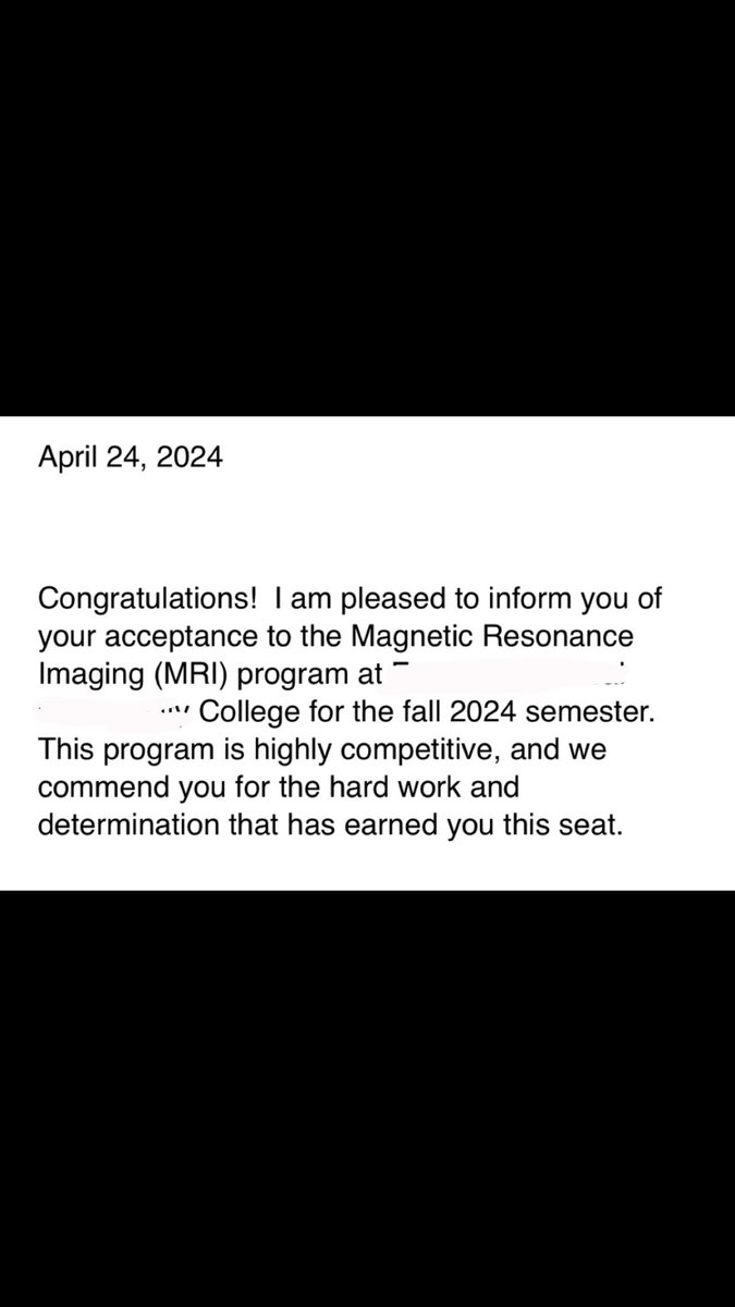 I got accepted into the mri program yall!!!! 🥹