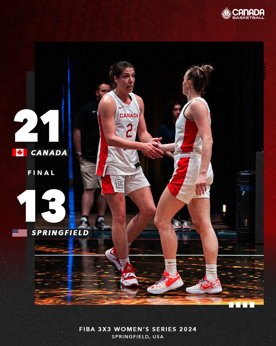 MOVING ON TO THE FINAL 🍁 Paige Crozon's team-high 10 points helps Canada past Springfield, and into the FIBA 3x3 Women's Series 2024 Springfield Stop final — action is set for 1:05 pm ET / 10:05 am PT #3x3WS | @flairairlines