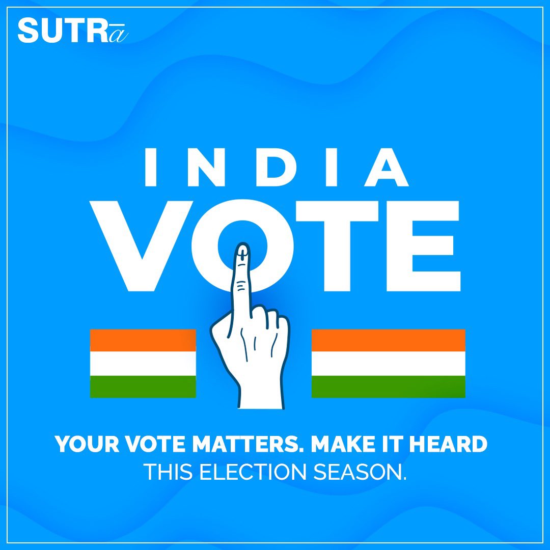 sutraacreations's tweet photo. Let's exercise our right to vote and choose the leaders who will shape our nation's path. 

#Indiavote #elections2024 #vote
#eachvotematters #righttovote #sutraa https://t.co/KTCjWOPRr3
