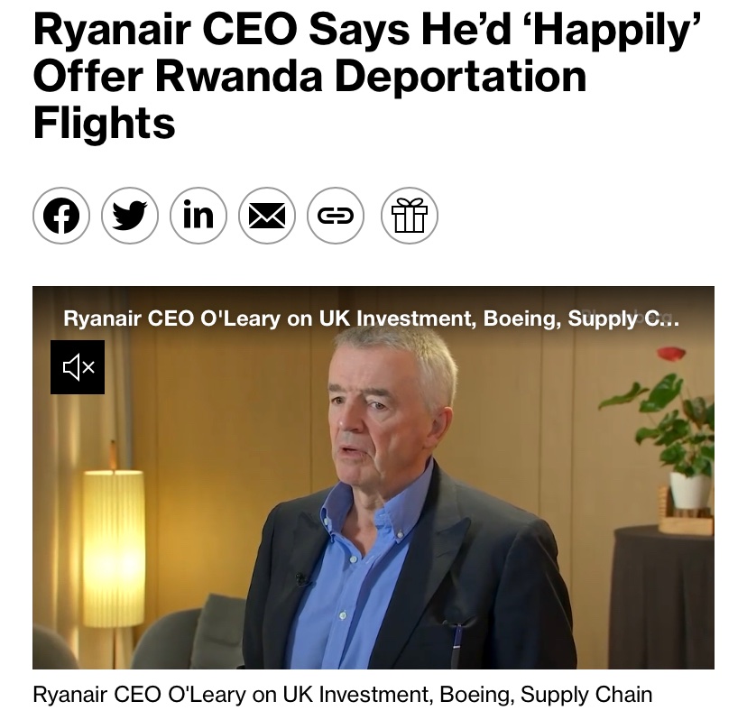 Wonder if the Ryanair shareholders agree with O'Leary?
