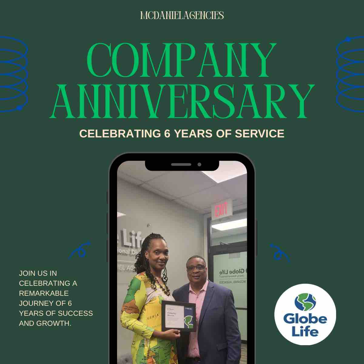 Congratulations to Kimberley Monroe on 6 years of Service with Globe Life: Liberty National🎉🎉🎉

#congratulations #wednesdaywin #globelifelifestyle #McDanielAgencies #MTXE