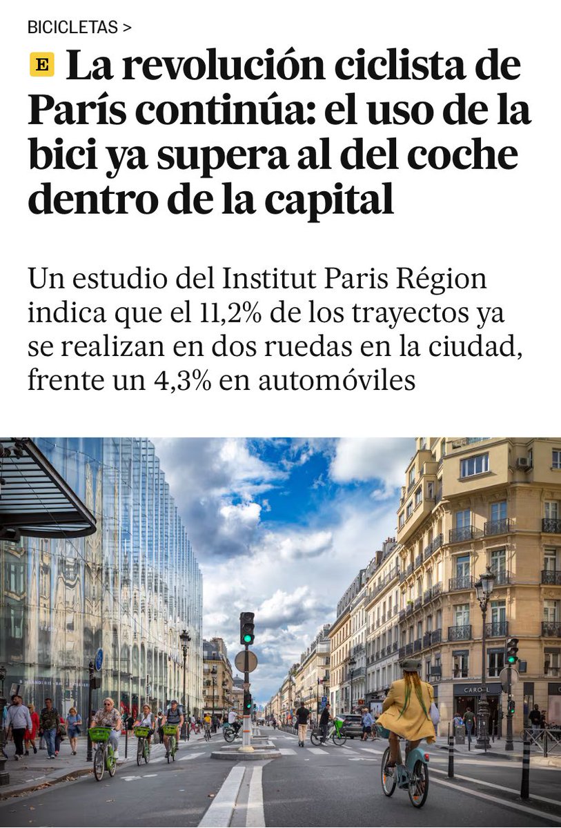 Todos los medios internacionales se hacen eco del éxito parisino, la demostración en vivo de que si se ponen carriles bici las ciudades se llenan de bicis para bien de todos.