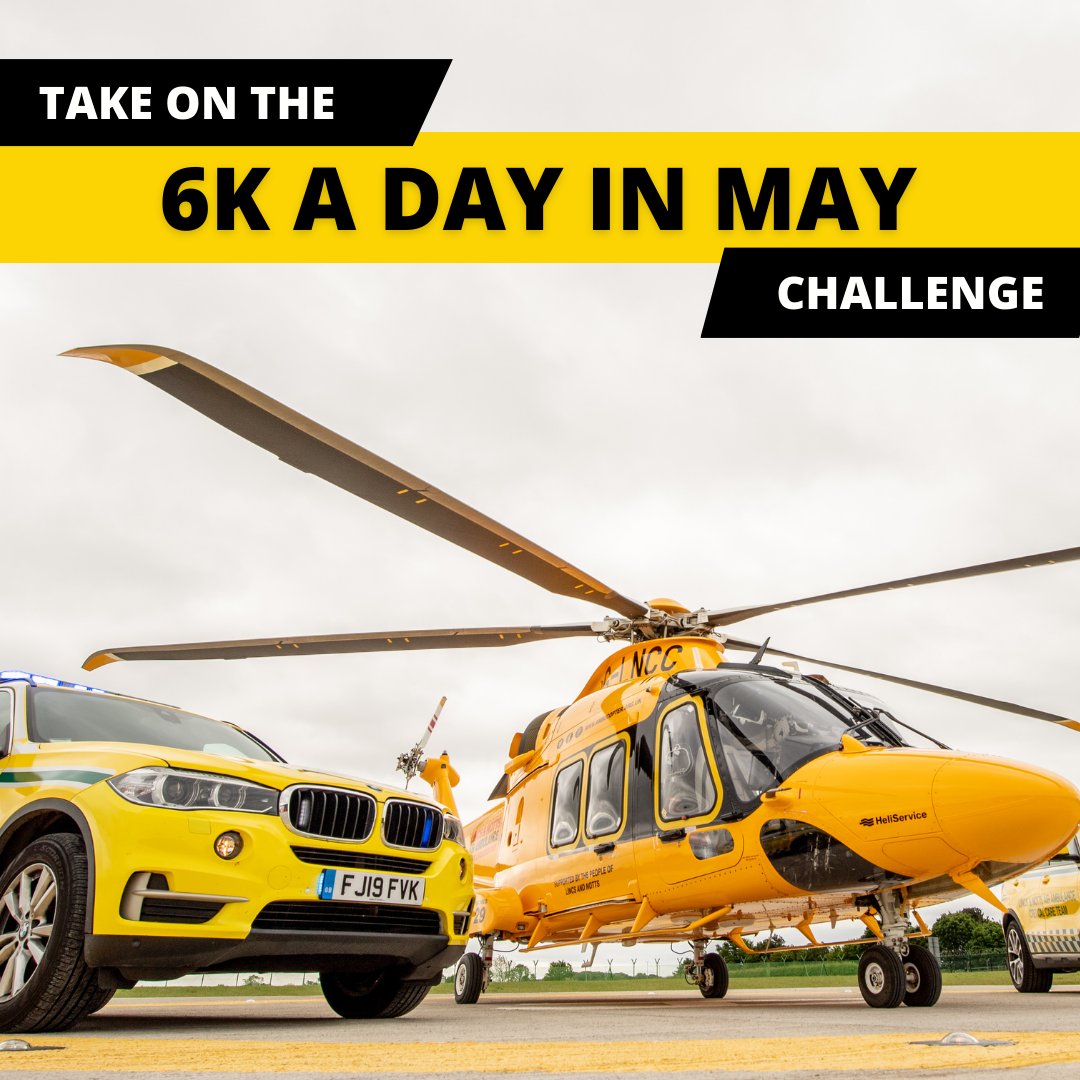 🚁 Challenge yourself this May to cover 6k a day in support of our life-saving work! 🚨 Walk, run, swim or even horse ride! 🏃‍♂️🚲🏃‍♀️ 🏊 Sign up today to receive your FREE LNAA branded t-shirt and if you raise £100 we’ll send you our LNAA beanie! ambucopter.org.uk/events/6kaday/