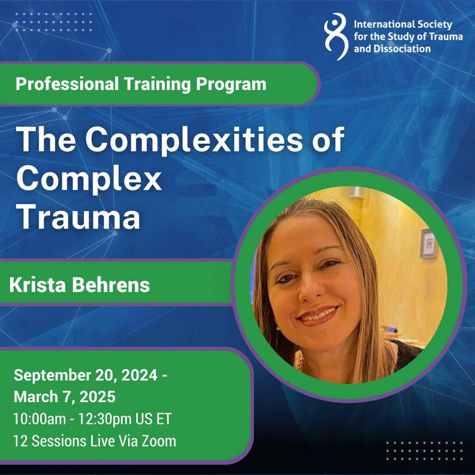 Are you looking for more #TraumaTraining? Register now for an upcoming Level I PTP course with Krista Behrens! Learn more and register: cfas.isst-d.org/content/comple…