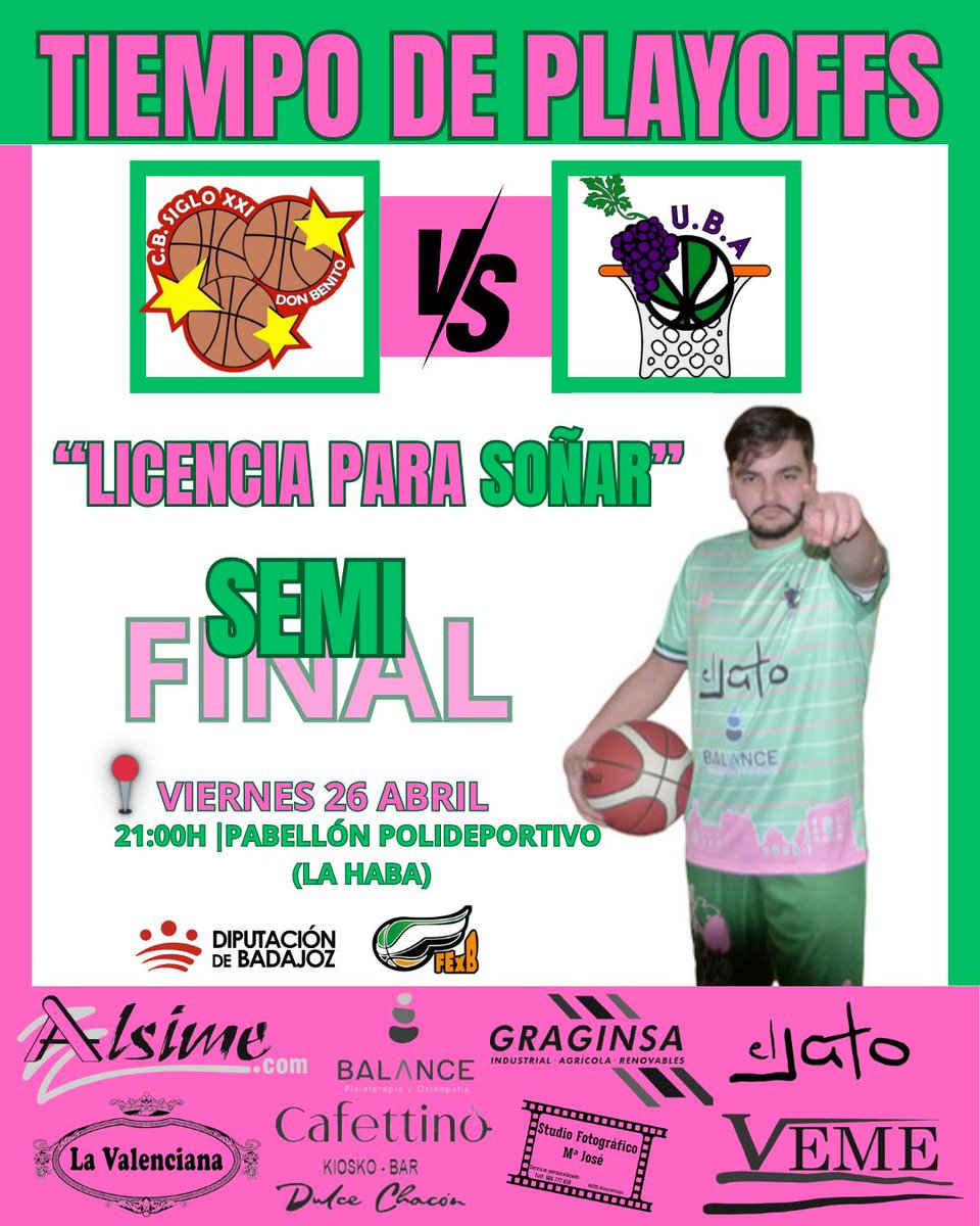 ubalmendralejo's tweet photo. VUELTA DE SEMIFINALES💪🏼🏀
Los chicos del equipo diputación buscarán el pase a la gran final del Trofeo Diputación este próximo viernes frente al AD 21 Don Benito, que seguro que no dará su brazo a torcer, en el Pabellón Polideportivo de La Haba a las 21:00
#YosoyUBA #Almendralejo https://t.co/5NmD9w9RMo