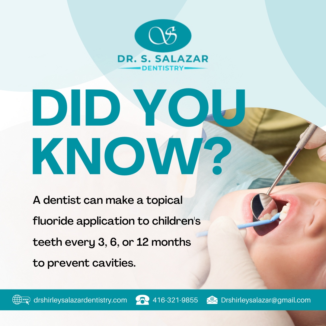 Ensure your child's dental health with our fluoride treatments. 🦷💡 

Call us to learn more! 📞

🌐 drshirleysalazardentistry.com
📞 416-321-9855
📧 Drshirleysalazar@gmail.com

#DrShirleySalazarDentistry #dentalclinic #dental #teeth #dentalpractice #dentalcoach