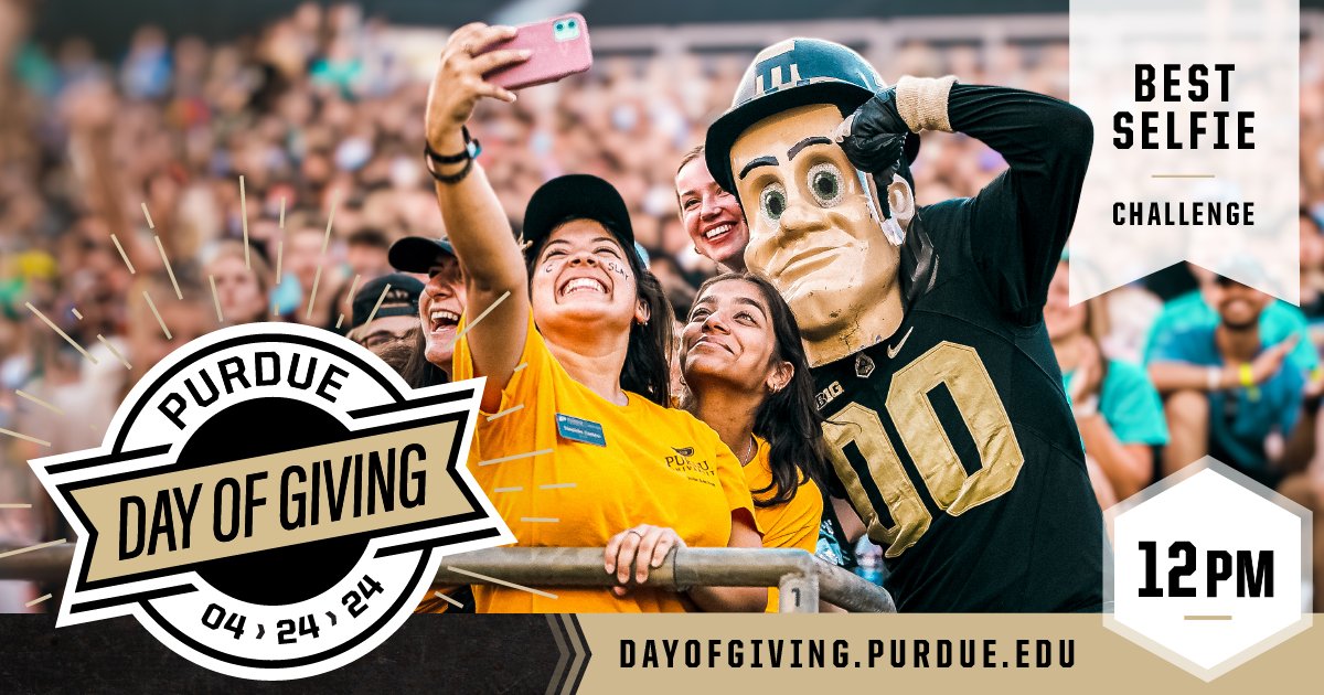 JMHC students, faculty and staff, and alumni - start scrolling through that camera roll. You can help us win $750 in bonus funds this hour by sharing your most creative #Boilermaker selfie! Be sure to tag @purduehonors and use #PurdueDayofGiving in your post.