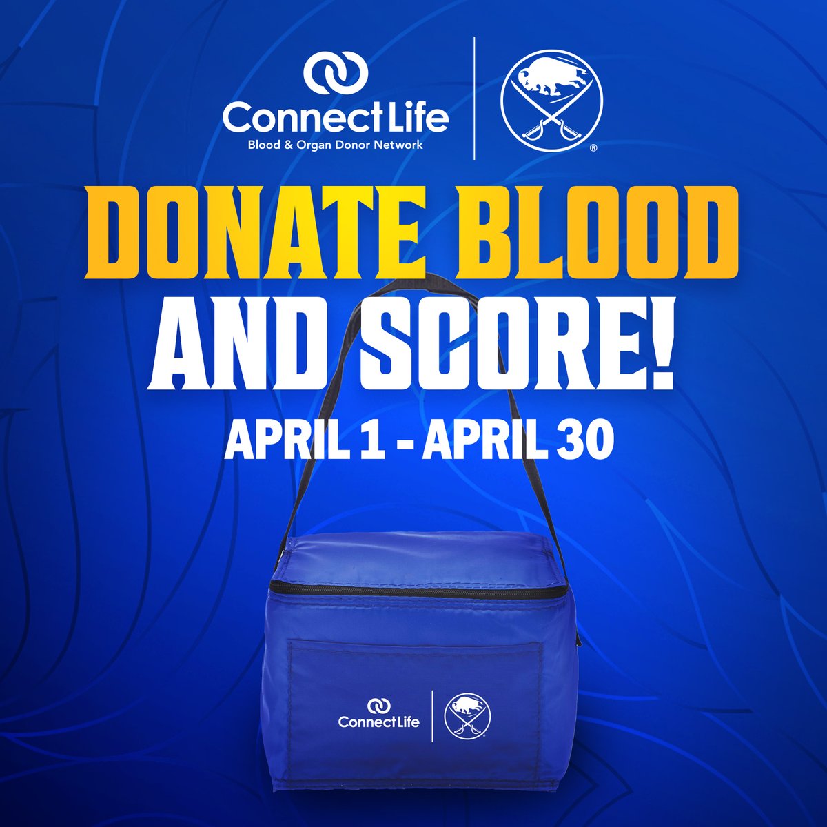 Donate during the month of April and receive a branded cooler! Make an appointment: bufsabres.co/ConnectLife #LetsGoBuffalo | @weconnectlife