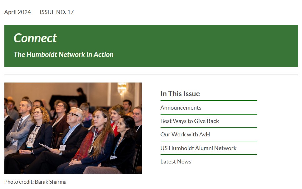 Check out the spring #2024 issue of Connect! 📰🪻 
Learn about “#Humboldtians and the Changing Arctic,” our call for Board member nominations, as well as the #AvHColloquium and #HopkinsBloombergCenter Science Diplomacy Summit 2024 here: us14.campaign-archive.com/?u=8c1ab321b4a…