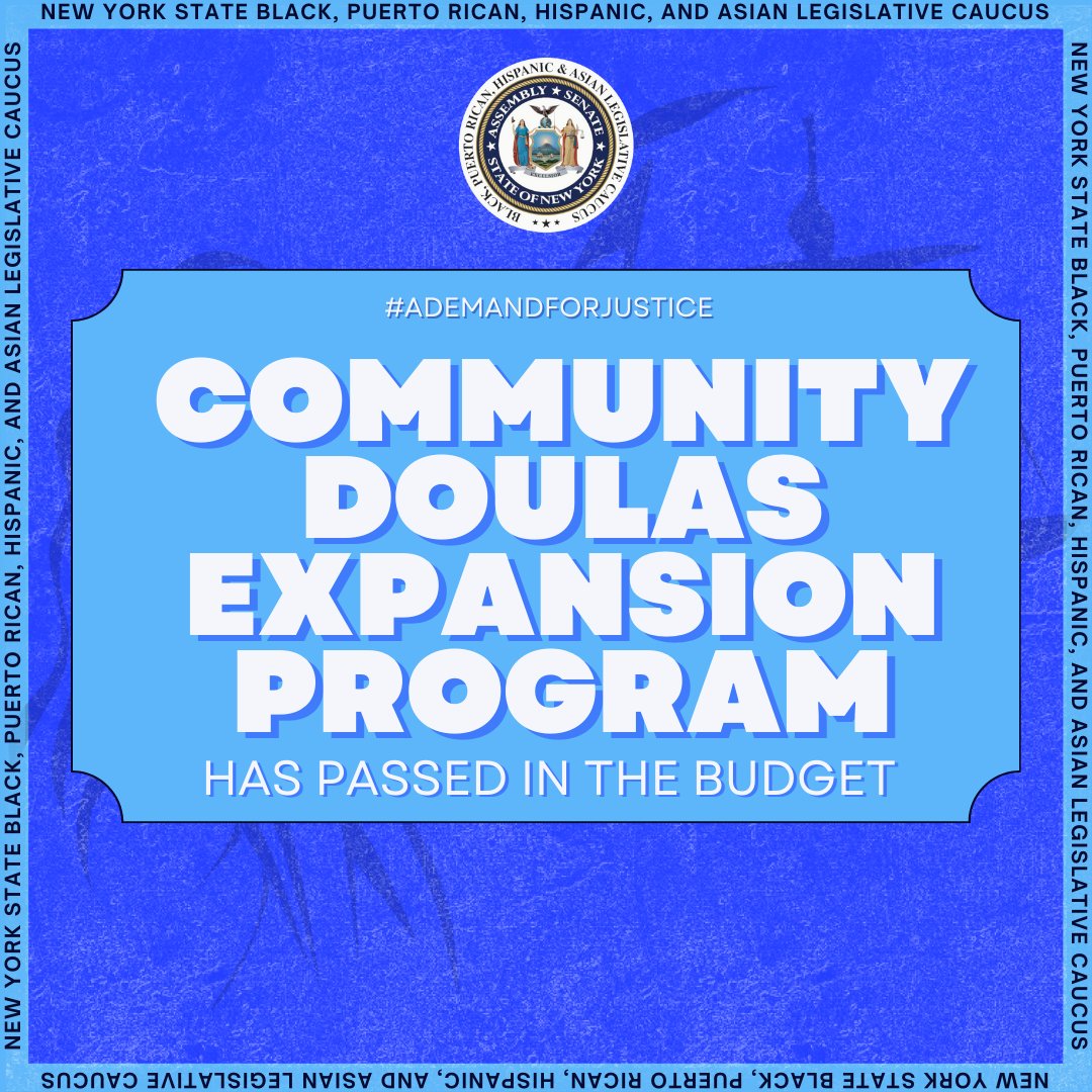 The expansion of doula services and maternal mental healthcare was passed in the State Budget, making these important facilities more accessible to communities of color throughout New York. #ADemandForJustice