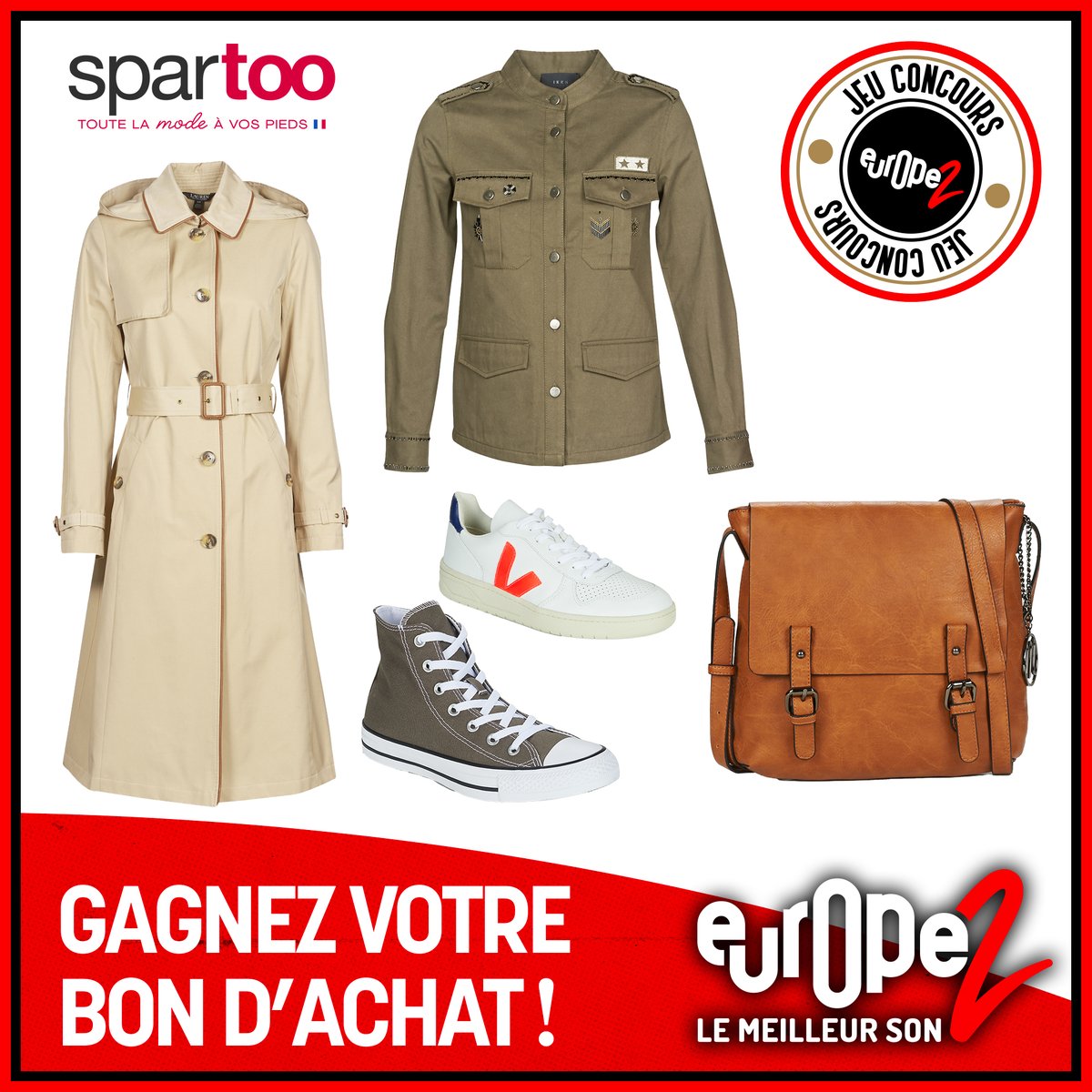 Préparez-vous une belle garde-robe à l'approche de l'été grâce à un bon d'achat de 250€ sur Spartoo.com, que vous offre Europe 2 👠☀ 

Pour GAGNER :
➡ FOLLOW le compte Europe 2 
➡ RT le post