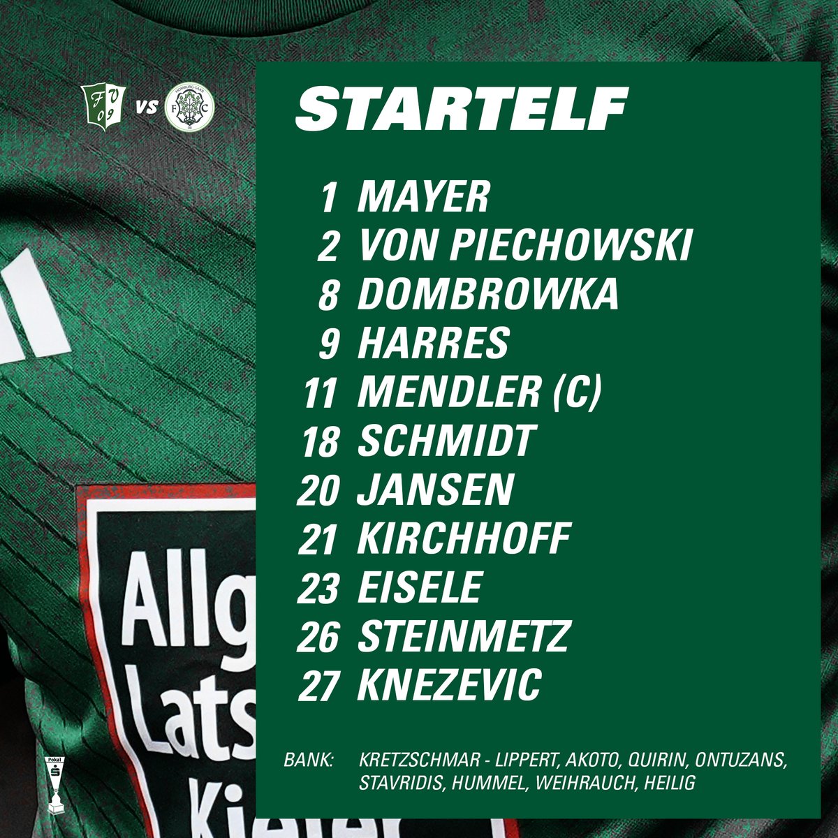 fc08homburg's tweet photo. Die Aufstellung für unser #Halbfinale im #Saarlandpokal gegen den FV 09 #Schwalbach. Um 19 Uhr geht's los in Schwalbach.
#SparkassenPokalSaar #FVSHOM #Aufstellung #Lineup https://t.co/WrmuLZmjdK
