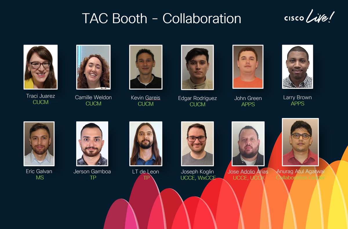 CiscoLiveTAC's tweet photo. π Meet the Collaboration Team! π
π We're thrilled to introduce the brilliant engineers that form our #CollaborationTeam, gearing up for an incredible showcase at #CLUS24 #TACBooth! π
#CiscoLive
#CiscoLiveTAC
#CLUS24
#TACBooth
#TACMiniSession https://t.co/2cbEIX1T0E