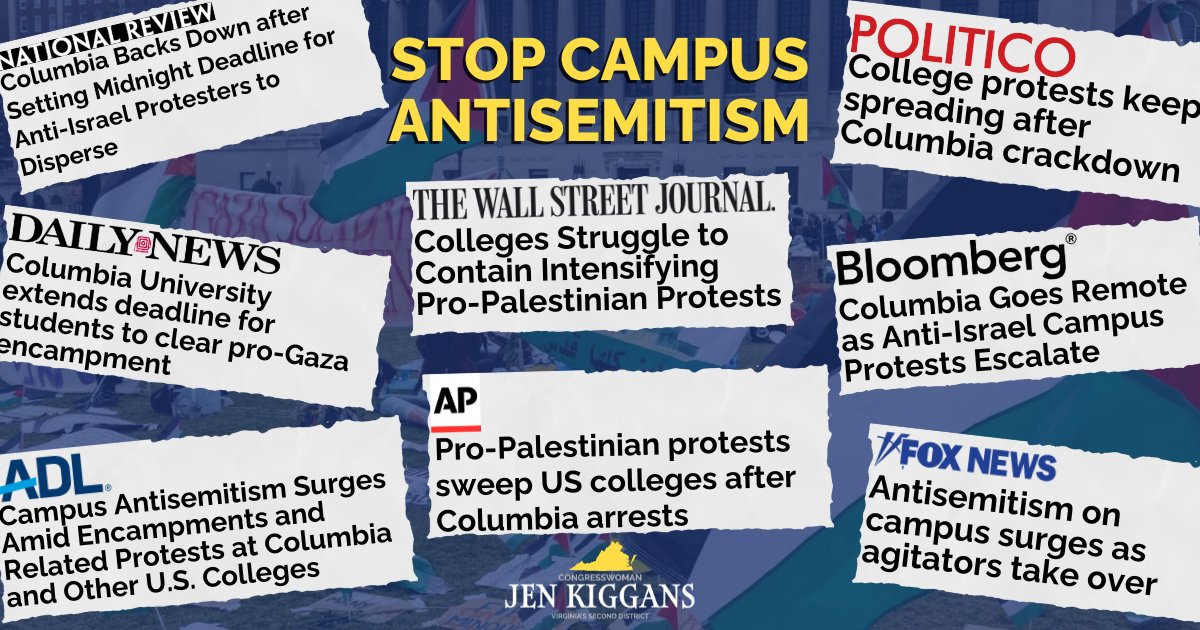 The rise in antisemitism over the past week on college campuses across the nation must STOP…! The hatred and intolerance that is occurring is the antithesis of what America stands for and it's beyond time for university administrations to put an end to it.