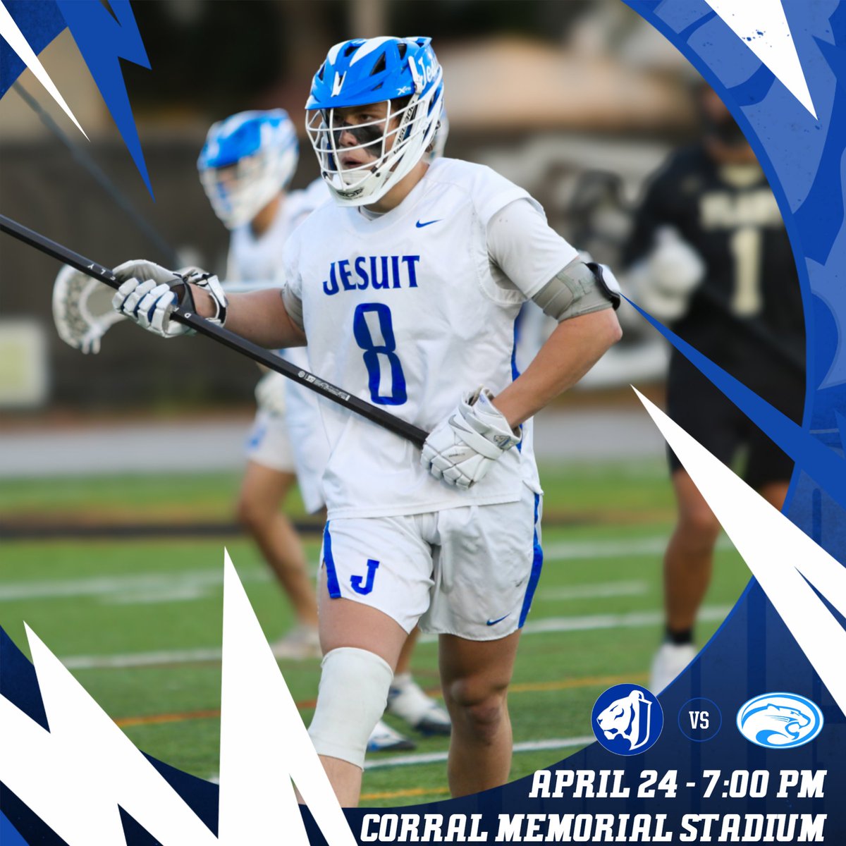The Region Quarterfinal is tonight! Jesuit lacrosse hosts Canterbury at Corral Memorial Stadium, come out and support the Tigers! #AMDG #GoTigers
