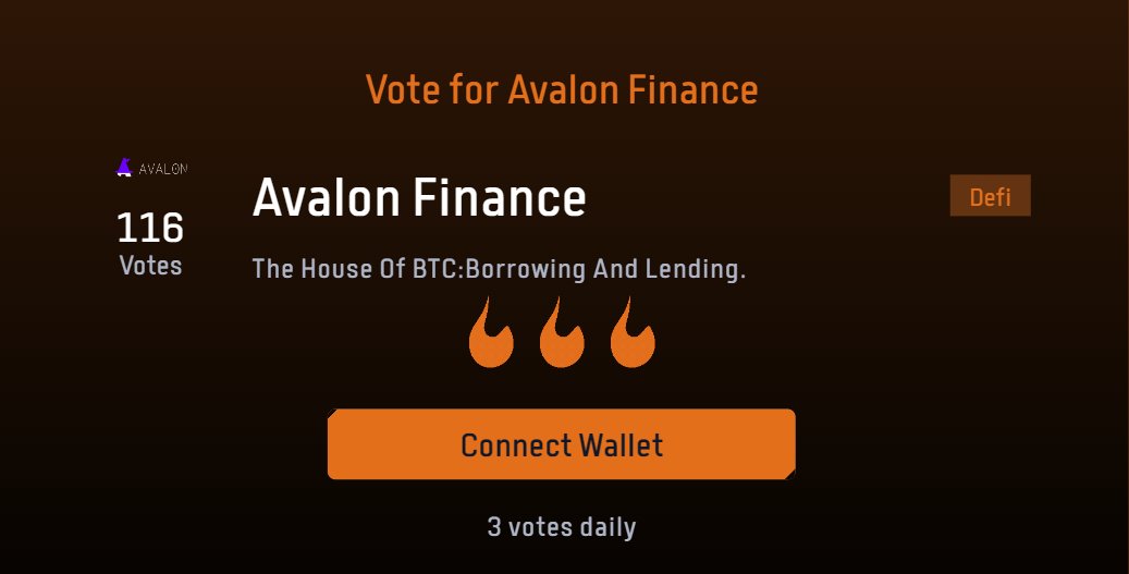 🎩 Avalonians! Help us rank up the leader board on @BitlayerLabs 's Ready Player One 🎁$50,000,000 Token For Builders. 🤝Help us rank up👇 1️⃣ bitlayer.org/ready-player-o… 2️⃣ Connect Wallet 3️⃣ Vote for Avalon 3 times a day. ❤️ Post proof in our discord channel. Those who shill the