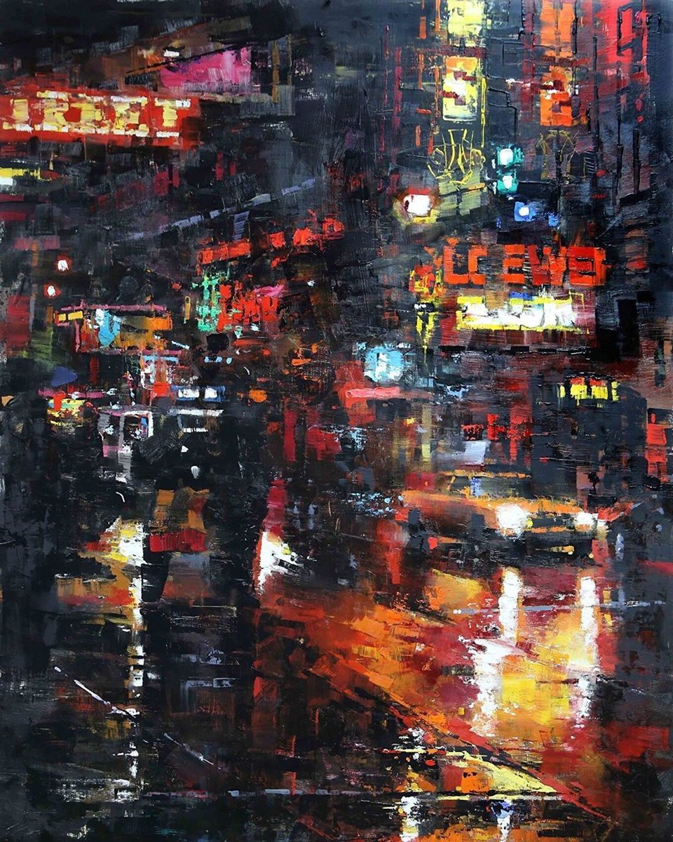 Colorful Night City Painting 🖤 by marklague #art #painting #colors #city