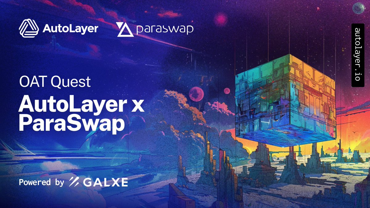 AutoLayer's tweet photo. Our Galactic Journey continues! We've now made it to the realm of @ParaSwap 🌌✨

ParaSwap is one of our swap engine integrations, allowing trades done on AutoLayer to have access to the deepest and smartest liquidity on the market!

Join the quest 👉https://t.co/kiqaeFzUig https://t.co/qweJMb4P8r