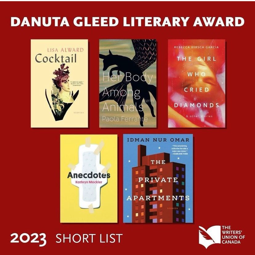 HUGE CONGRATS to <a href="/LisaAlward1/">Lisa Alward</a> <a href="/PaolaOFerrante/">Paola Ferrante</a> <a href="/rhirschgarcia/">Rebecca Hirsch Garcia</a> @themockler &amp; Idman Nur Omar on making the <a href="/twuc/">TWUC</a> #DanutaGleed shortlist! 💃🏾💃🏾💃🏾 These are all AMAZING #shortstory collections - add ‘em to your #TBR pile NOW! #WritingCommunity #CanLit #ShortFiction