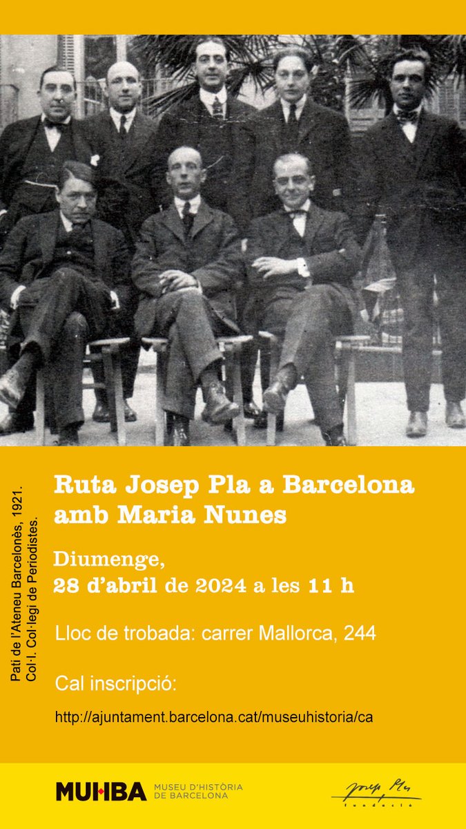 #JoProposo 
Ruta Josep Pla a #Barcelona per @mnunesal 

#ActivitatsEE #PatrimoniLiterari #josocEmporda #JosepPla #Palafrugell #InCostaBrava #PatrimoniCultural

Reserveu! fundaciojoseppla.cat/agenda
