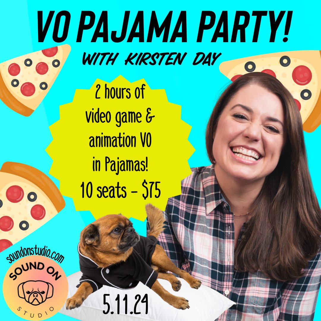 Pajamas? Video Games? Animation too? Yes please! Join actor @KeerKeer (Barbie, FE3H, Starfield, Final Fantasy) in this 2 hour workshop focused on having fun! Only 10 seats available at soundonstudio.com! 🐶🎉 #takeclass #getcozy