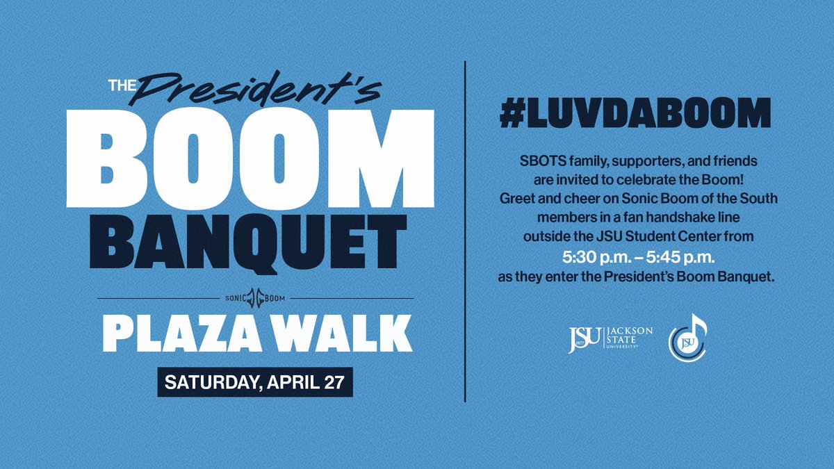 MEET US SATURDAY. Special thanks to President Marcus Thompson for presenting this year’s Sonic Boom of the South Banquet! Fans are invited to greet Boom members as they enter the special event! #LuvDaBoom