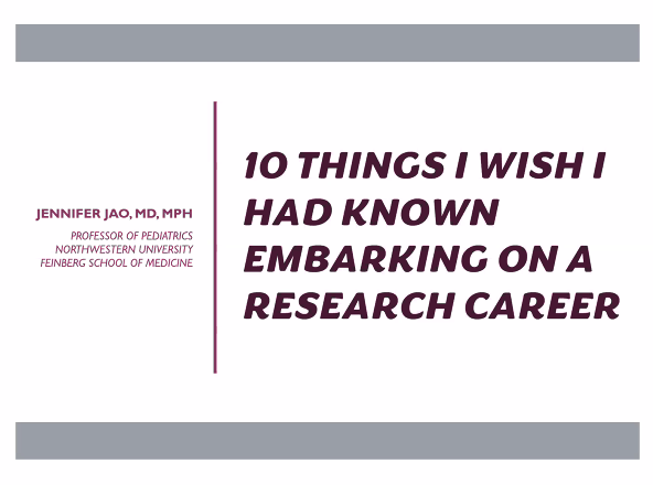 Dr. Jennifer Jao @NorthwesternU Pediatric shared 10 things I wish I had known embarking on a research career. #earlycareer #research
1. Don’t be afraid to do the non-traditional.
2. Seemingly circuitous routes are not always a waste of time.
3. Oftentimes success has nothing to