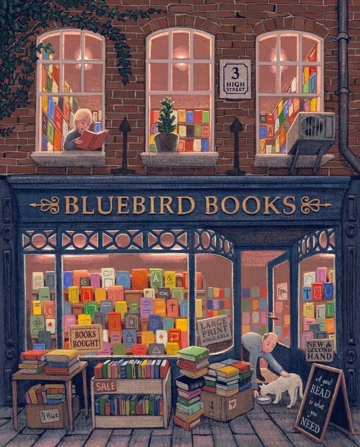 gregcatarino1's tweet photo. Bluebird Bookshop
 by Mitchell Toy Artist https://t.co/zEKANWYMmP