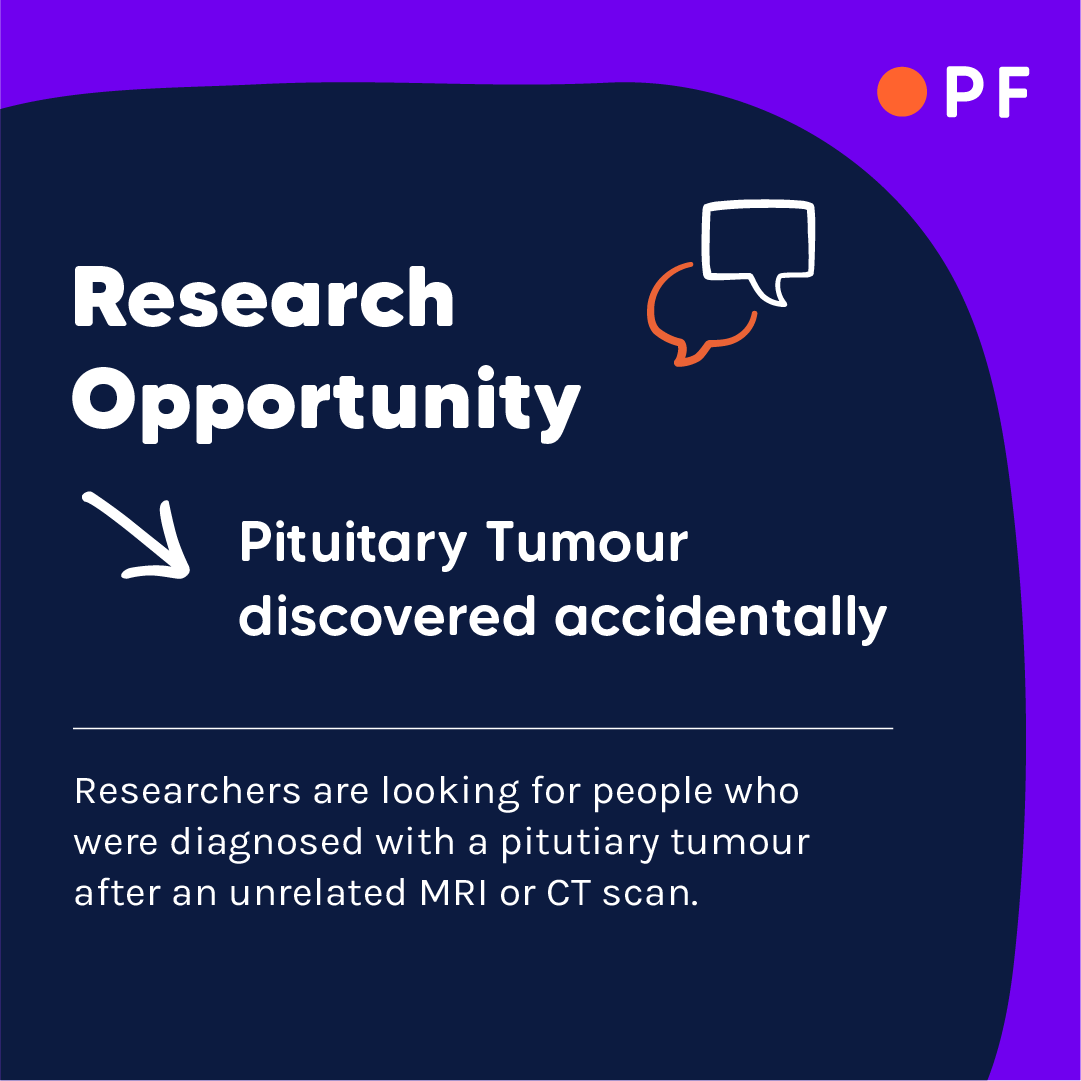 📣 Research Opportunity If you have a pituitary tumour that was diagnosed after an unrelated MRI or CT scan, then The Pituitary Society would like you to complete their survey. 👉️ Find out more: pituitary.org.uk/research-oppor…