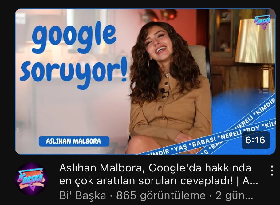 #AslıhanMalbora’nın “Google’da hakkında en çok aratılan soruları cevapladığı” videoyu aşağıdaki linkten izleyebilirsiniz! ✨👇🏻 youtu.be/SzKQsKusQEo?si…