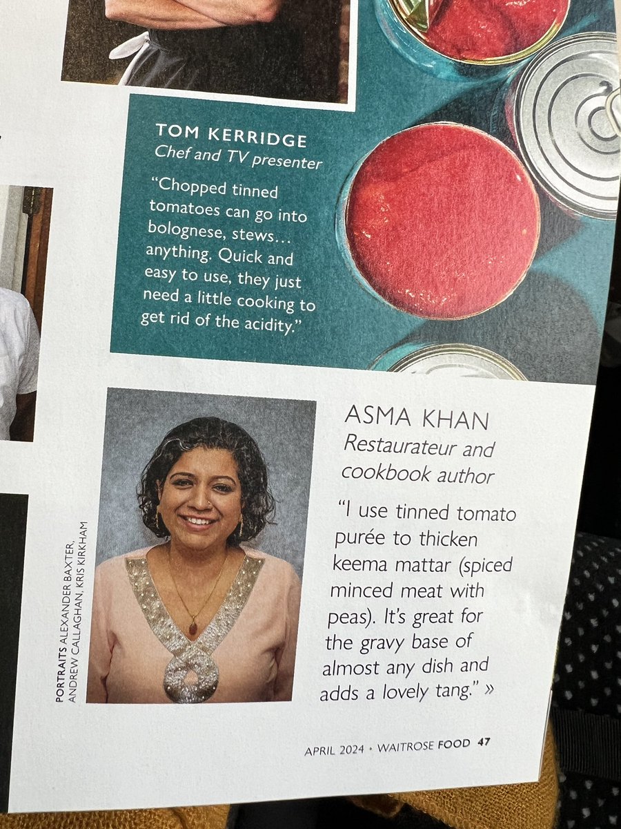 Look who I spotted in the latest @waitrose magazine💚 @dinasfoodstory @Asma_KhanLDN