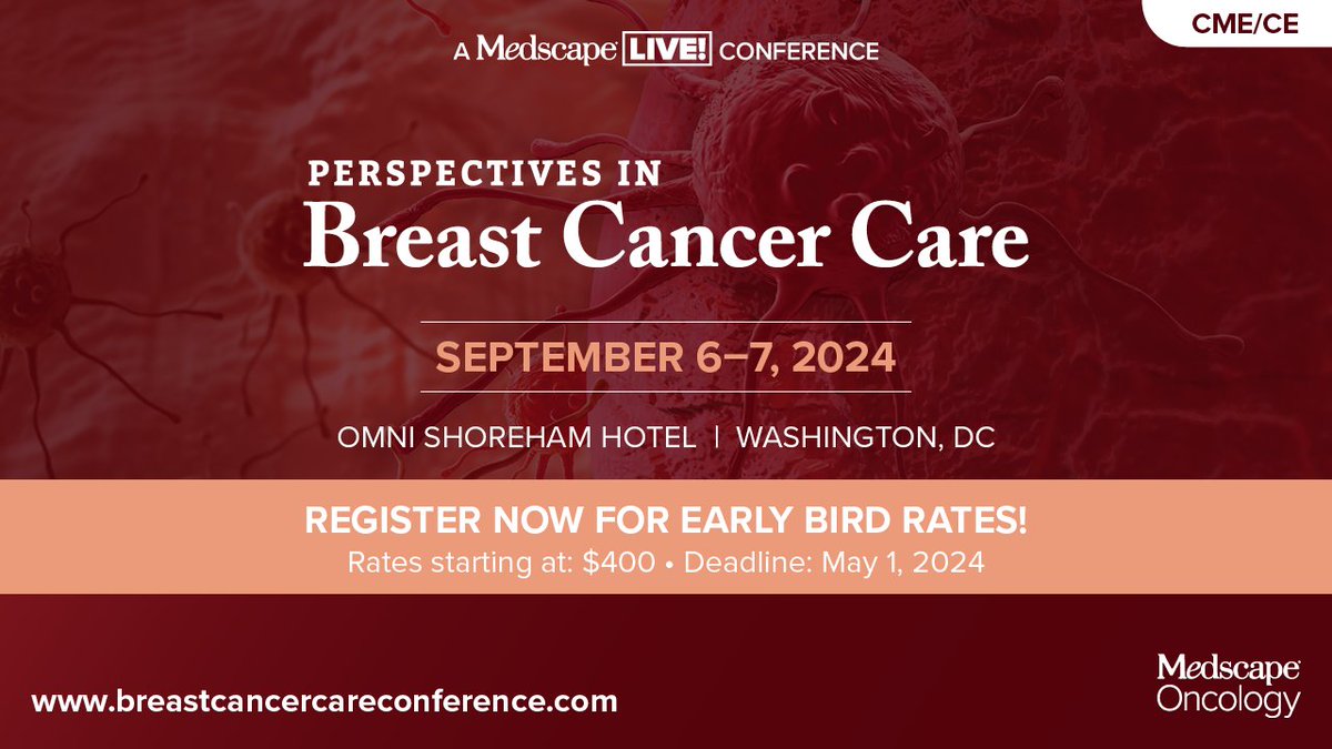 Join us at the 4th Annual Perspectives in Breast Cancer Care in Washington, DC! 🌟 Explore the latest on HR+, HER2+, and triple-negative breast cancer. Network, learn, and engage in dynamic sessions. Register now for the best rate 🎗️ ms.spr.ly/6015Y8w0R #PBCClive24