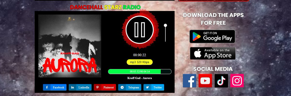 SaveDancehall's tweet image. Dancehall Starz Radio
🔊Lecture encours⏯ Kraff Gad-Aurora @ reggae-universe.com/#DancehallStar… @ReggaeStarz_RSR @RSR_ENT_GROUPUK @reggaeunivrse @reggaeunrecords @reggaeunivrsetv #piège #Reggae #Dub #soca #Afrobeats #lesAmoureuxRock #ReggaeUnivers🌍
