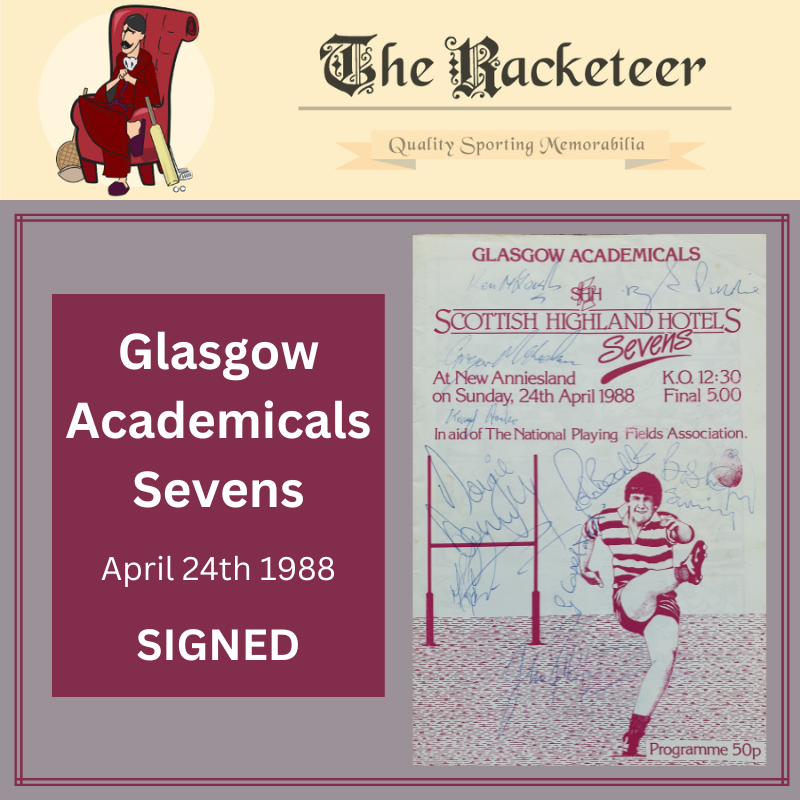 We've got a great SIGNED programme from the @GlasgowAccies #rugby7s event, held #OnThisDay in 1988

#glasgowaccies #rugbyprogrammes #rugbymemorabilia 

the-racketeer.co.uk/sevens-147-c.a…