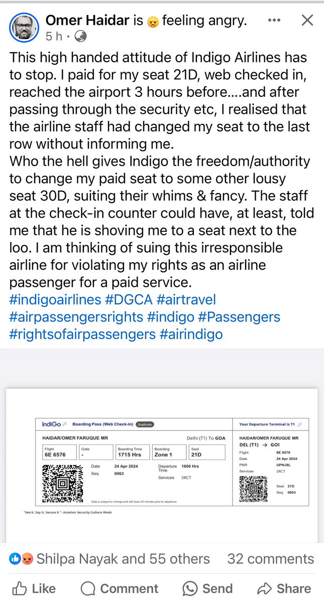 tejlamba's tweet photo. @IndiGo6E you are deservedly being bashed black &amp; blue for you arrogant ways. I faced the same issue few months back &amp; never flew again on your aircraft’s. This time it’s a friend @OmerHaidar1 https://t.co/lkwH6NELkc