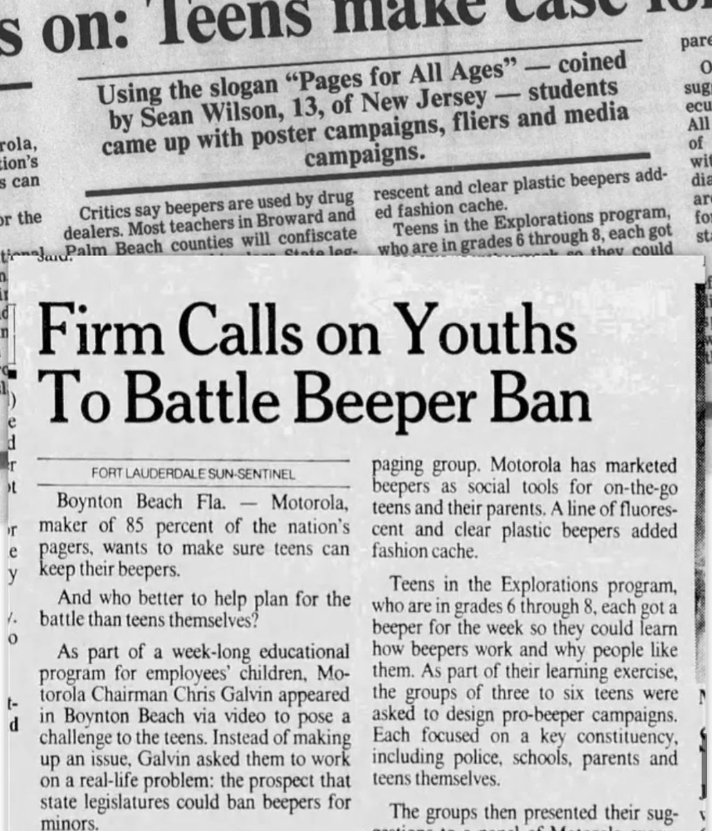 A fun anecdote from our latest newsletter: Motorola rallied kids to fight pager bans newsletter.pessimistsarchive.org/p/the-forgotte…