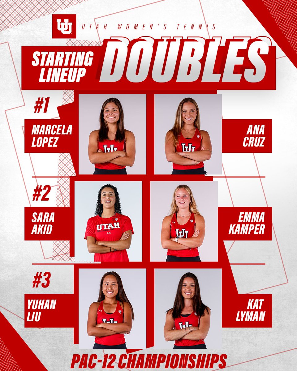 Here's the doubles line up for the Pac-12 Tournament first round vs. Colorado. #GoUtes