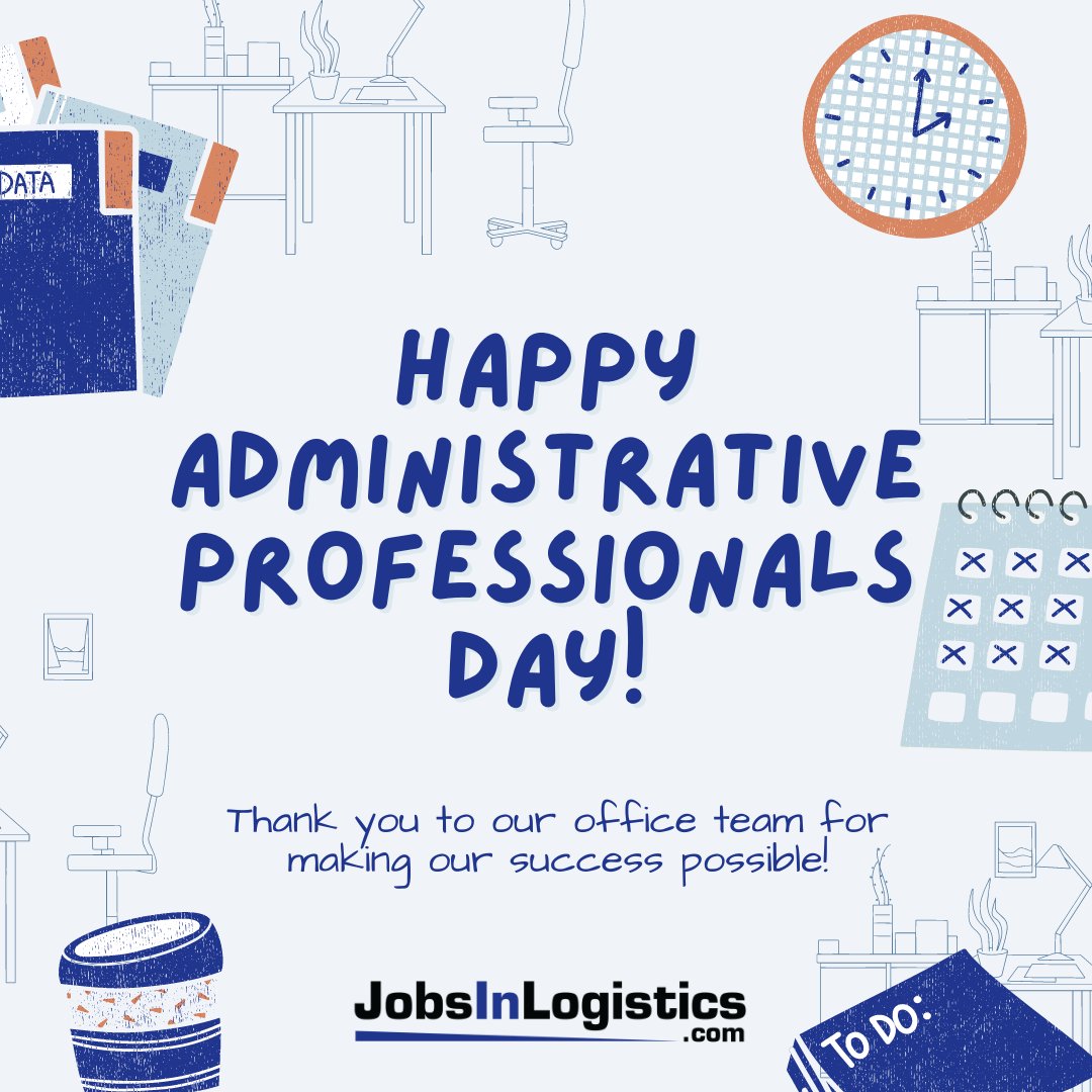 This #AdministrativeProfessionalsDay, we want to celebrate the incredible contributions of our #administrative team at JobsInLogistics! They are the heartbeat of our organization and the heroes who make the magic happen behind the scenes. #admininistrativeprofessionals