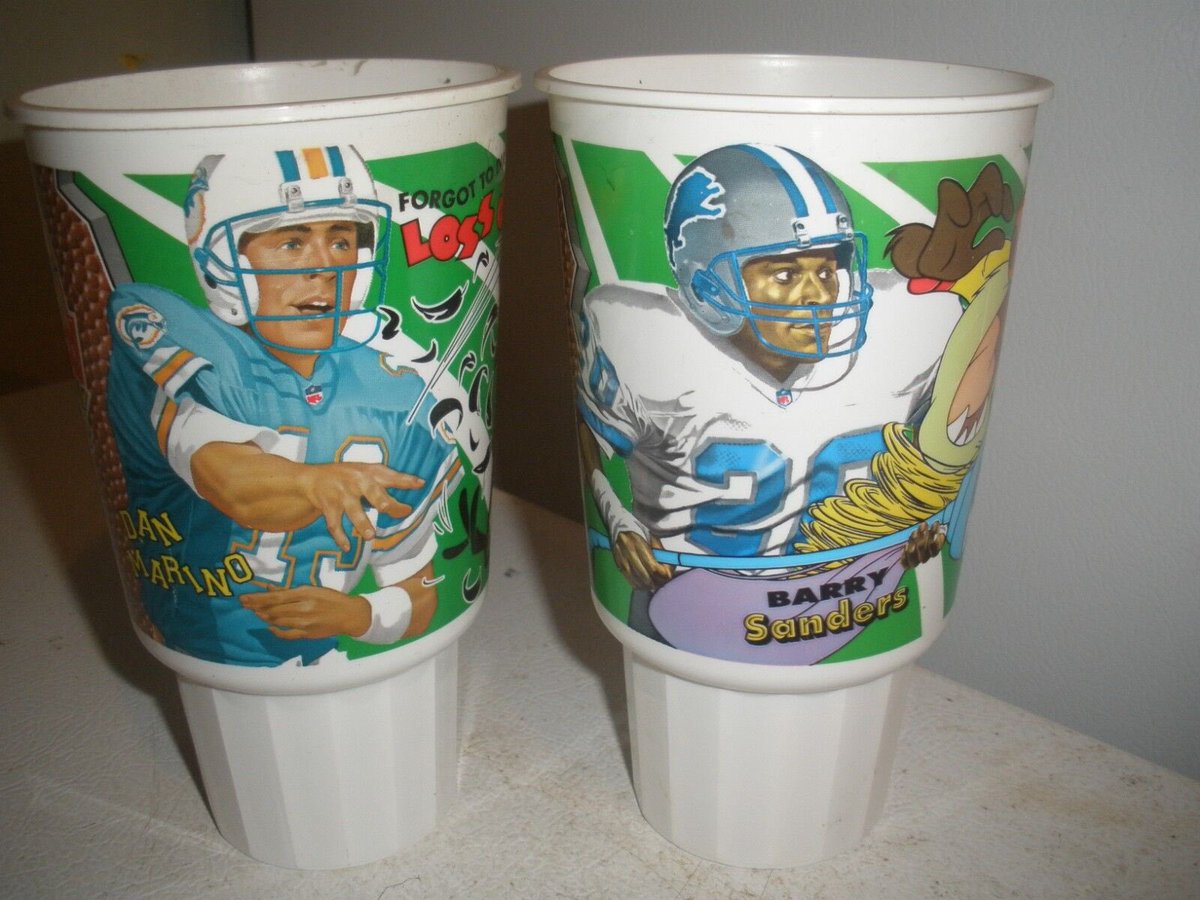 1990s NFL player cups courtesy of McDonalds and Looney Tunes