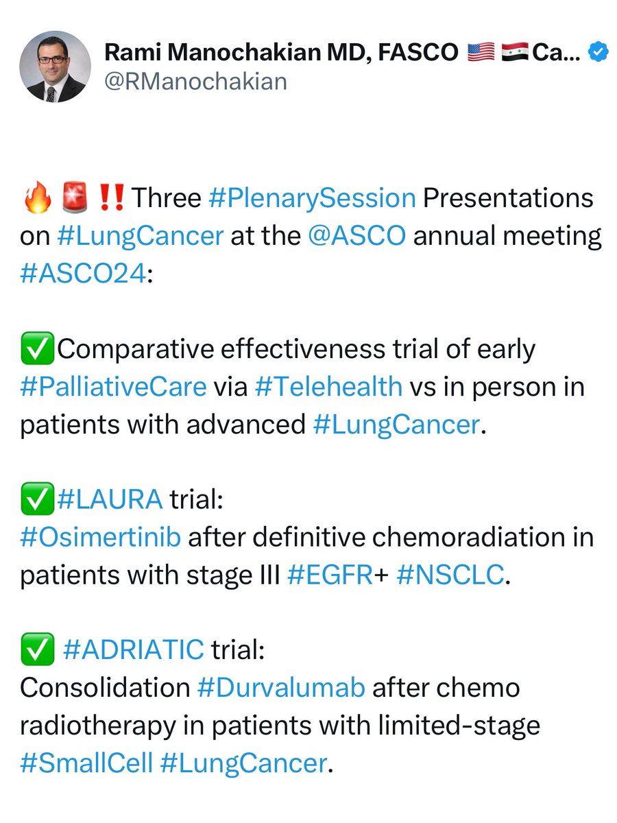 🚨🔥HOT OFF THE PRESS. @ASCO annual meeting #ASCO24 abstracts JUST RELEASED. Three #PlenarySession Presentations are on #LungCancer. Plus many IMPORTANT presentations in other oral sessions. It’s an #EraOfHope for #Patients with #LungCancer. 👇🏼 brnw.ch/21wJ8kD
