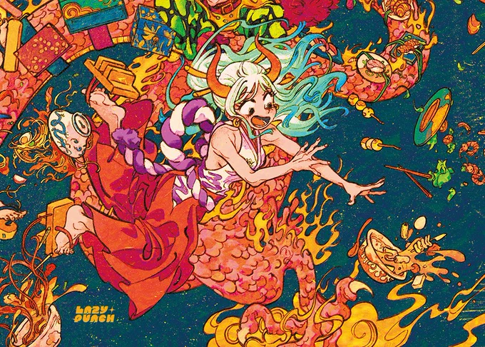 long overdue share of my wano piece for  volume 2! here are some closeups. super thankful and honored to have been invited back. hope everyone enjoyed their meals!  aftersales of the zine are still available in limited quantities at  