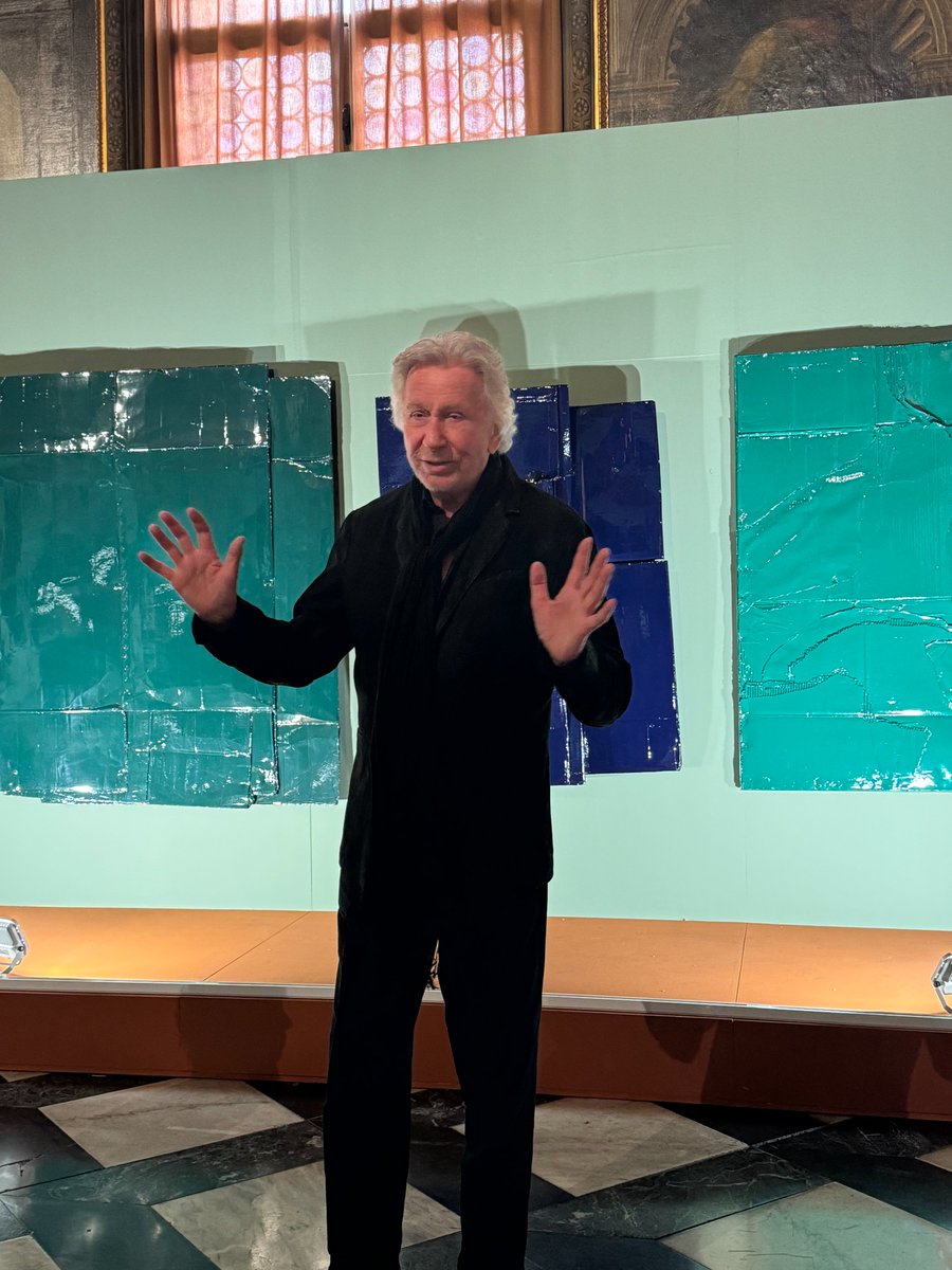 Last week, @BernarVenetArt treated Sotheby's clients to a private tour of his solo exhibition at the Venice Biennale. Exhibition is open to the public until 16 June, Biblioteca Nazionale Marciana