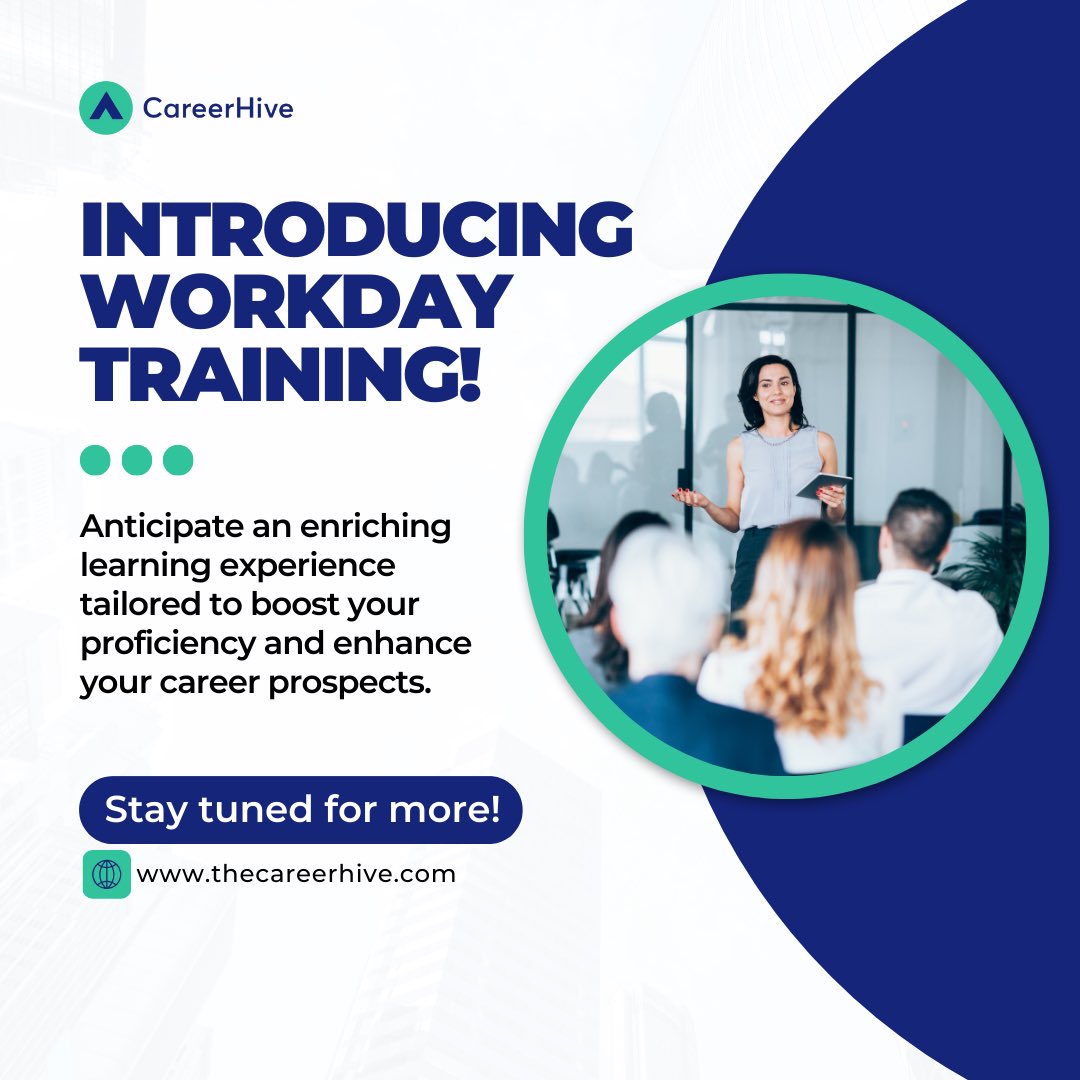 Career_Hive's tweet photo. Unleash Your Potential with Workday Training!
Elevate your expertise, accelerate your career, and seize new opportunities with our dynamic Workday training program.
Stay ahead of the curve and unlock your full potential!
#canadajobseekers #workday #workdaytraining https://t.co/NuPmfDwzL2