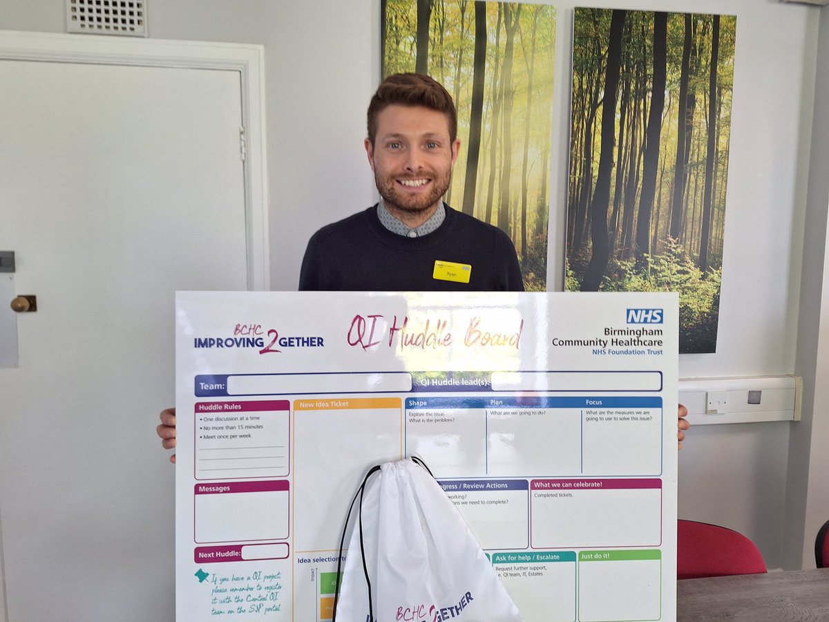 2getherBchc's tweet photo. @RyanDeakinAHP C&F Physiotherapy Professional Lead joined the QI Huddle family today after completing his QI Huddle Coach training and receiving his QI Huddle board. Really looking forward to seeing your quality improvement ideas. @bhamcommunity @violah31 #QIHuddle https://t.co/9L9KoPjrLs