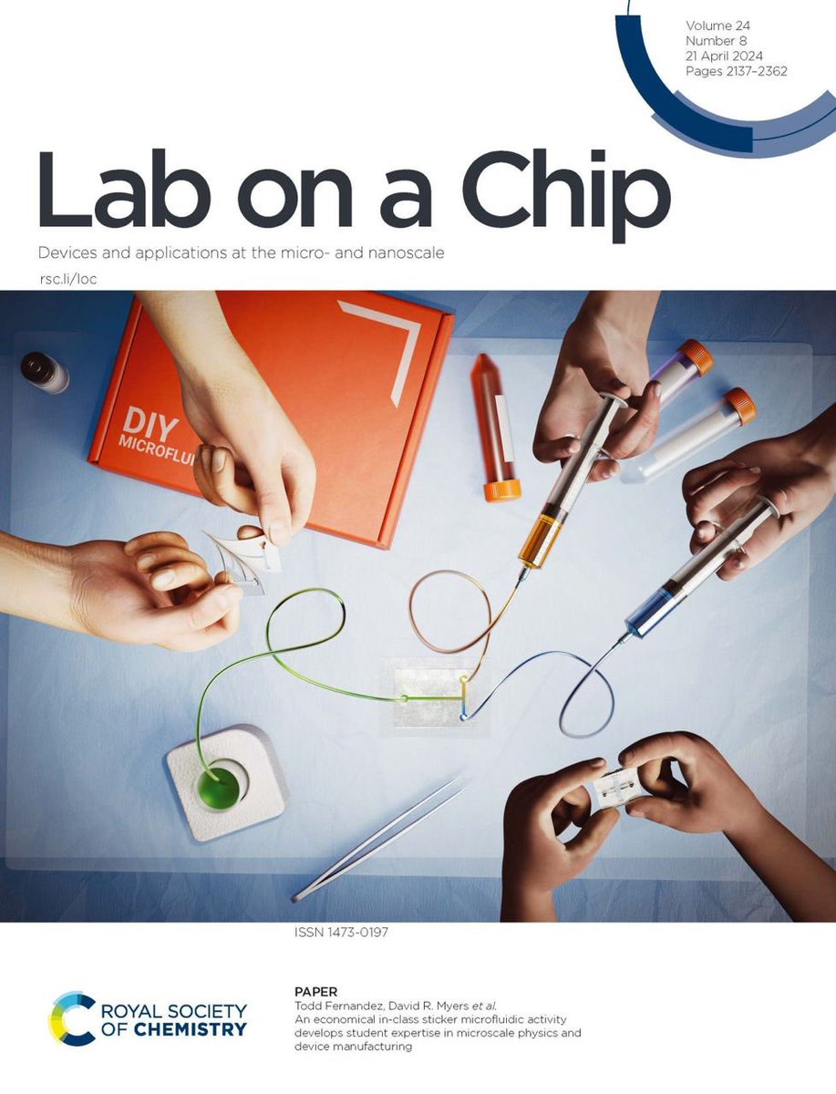 New cover from Ella Maru Studio for @LabonaChip Cheap and cheerful way to study microfluidics💉💧 Priscilla Delgado and David Myers created a new educational activity that enables students to build and test microfluidic systems in a classroom setting with inexpensive materials.…
